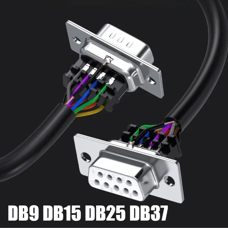 DB9 Male-Female DB15 DB25 DB37 RS232 D-Sub Serial Cable 9Pin 15Pin 25Pin 37Pin Connector Solder Isolation Strain Relief Shielded