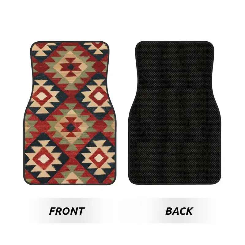 Turkish Kilim 4PCS Crystal Velvet Car Floor Mats Set  Universal Front Rear Foot Mats Tribal Car Interior Floor Protection Mat