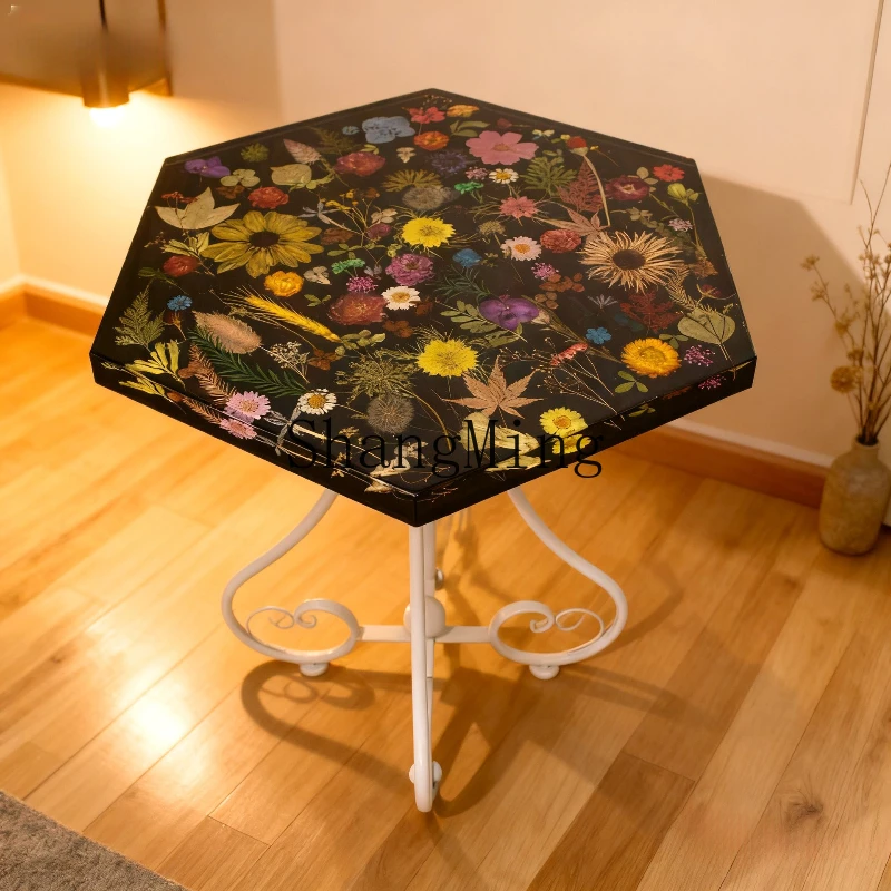 

ZYY hexagonal flower table balcony drinking tea coffee table home living room casual coffee table