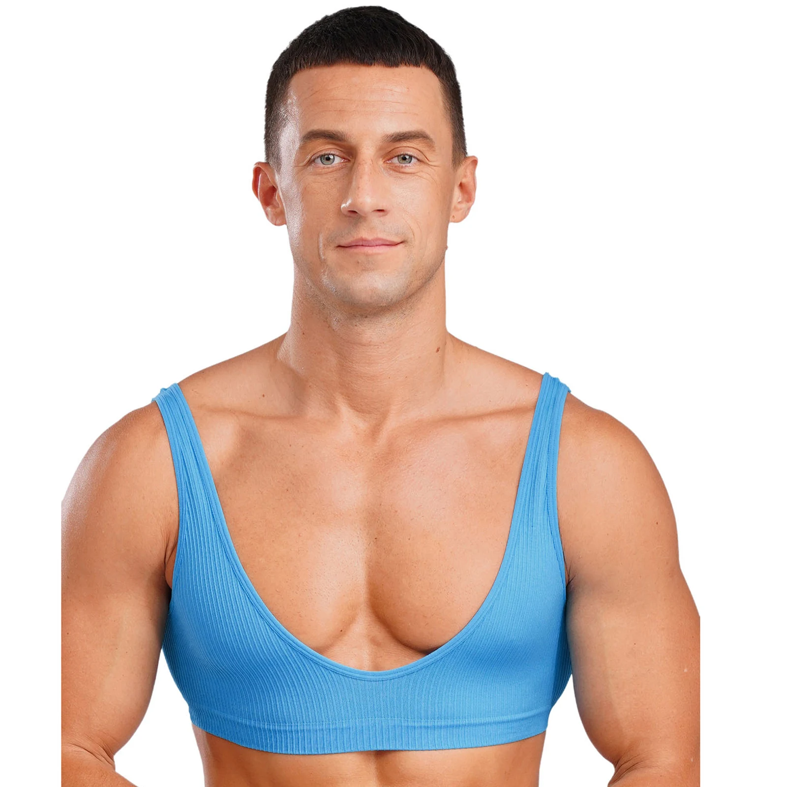 

Mens Deep V Neck Crop Tank Top Sleeveless Stretchy Ribbed Vest Tops Gym Muscle Bodybuilding Workout Fitness Sportswear Clubwear