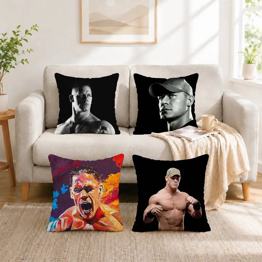 

W-Wrestling superstar John Cena Square Double-Sided printed Pillow Case Bedroom Bedside Pillow Sofa Cushion Cover Gift
