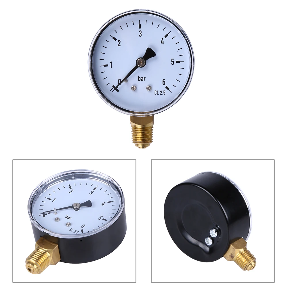 

0-6 Bar Compressor Compressed Air Pressure Gauge 1/4 NPT Air Compressor High Strength Pressure Gauge 2.3 Face