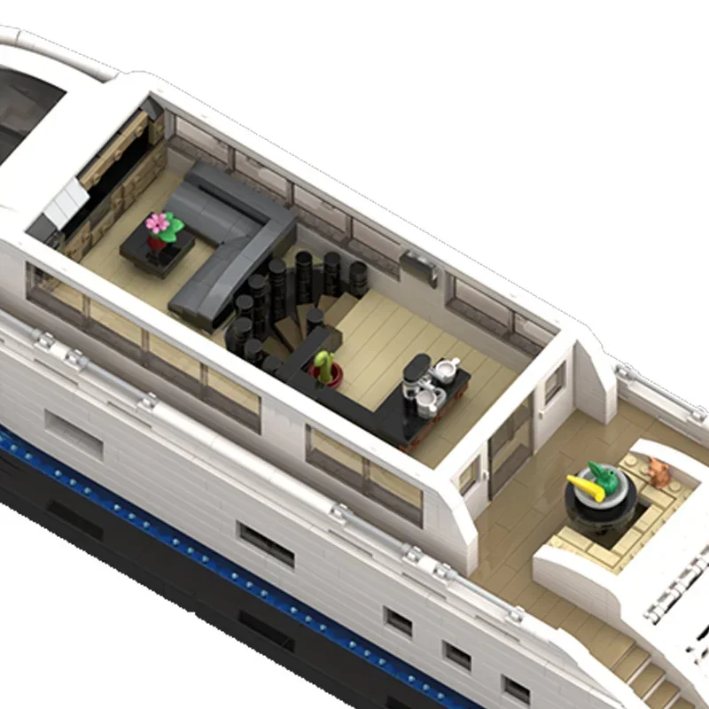 City Boat Model Moc Gebouw Bakstenen Luxe Jacht Minifigure Size Technologie Modulaire Blokken Cadeau Kerstspeelgoed Diy Sets Assemblage