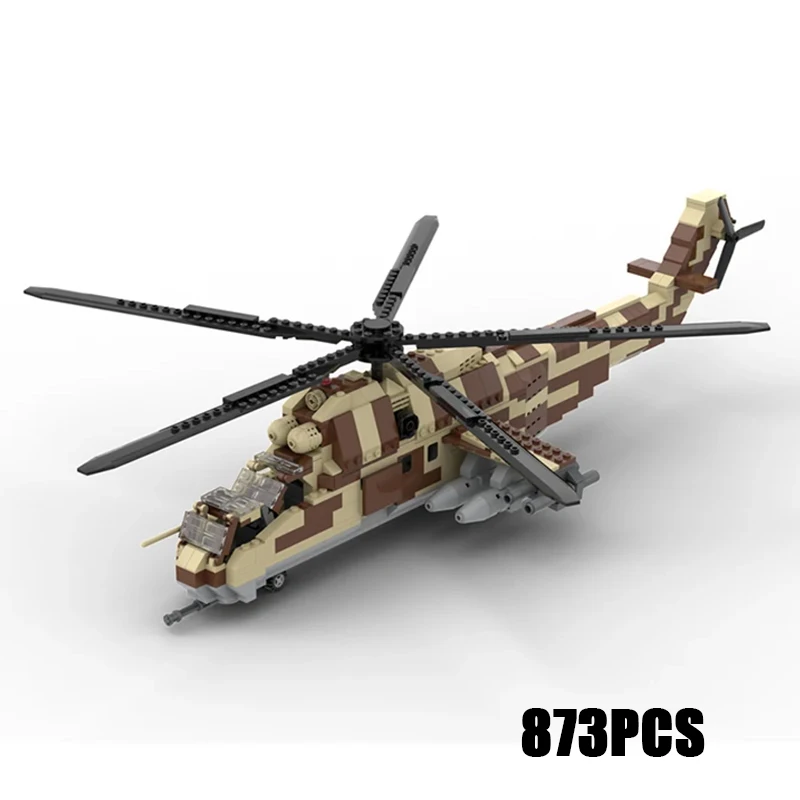 

Moc Building Bricks Military Model Mi-24 Helicopter Gunship Technology Modular Blocks Gifts Toys For Children DIY Sets Assembly