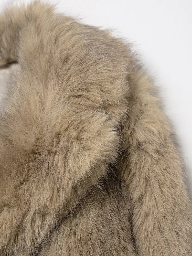 Abrigo/chaqueta corta de manga larga con cuello de piel sintética a la moda y versátil para mujer nueva de estilo europeo.