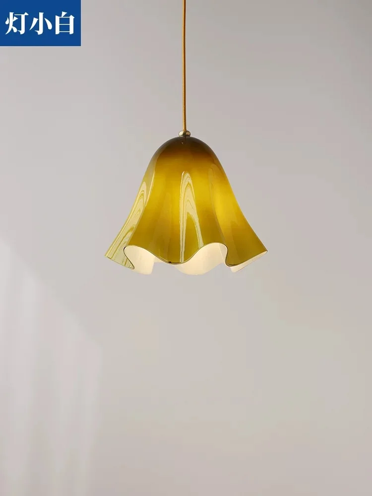 Skirt series French retro creative glass lampshade restaurant bedroom bedside lamp foyer atmosphere pendant light