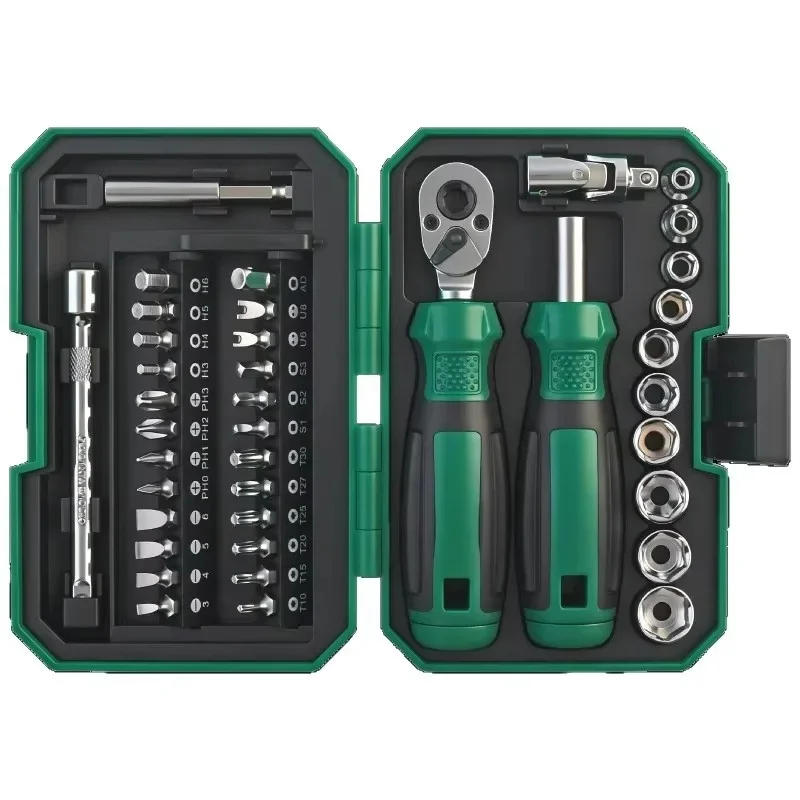 Multifunctional40Chrome vanadium steel socket wrench and screwdriver bit set, mini ratchet, high-torque manual tool