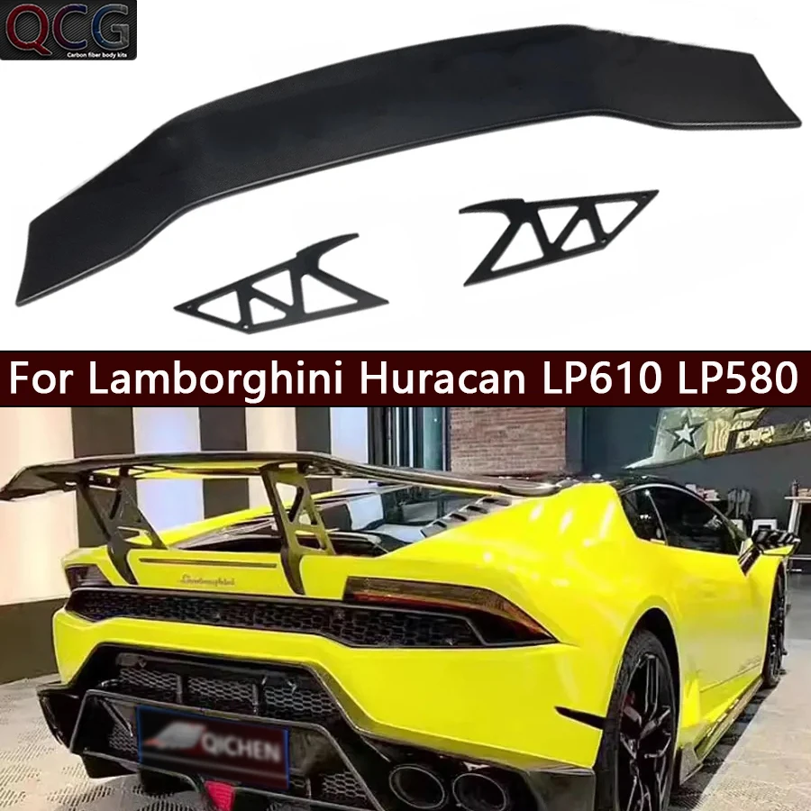 

For Lamborghini Huracan LP610 LP580 610 DMC Style Carbon Fiber Tail fins Rear Spoiler Duckbill Car Wing Spoiler body kit