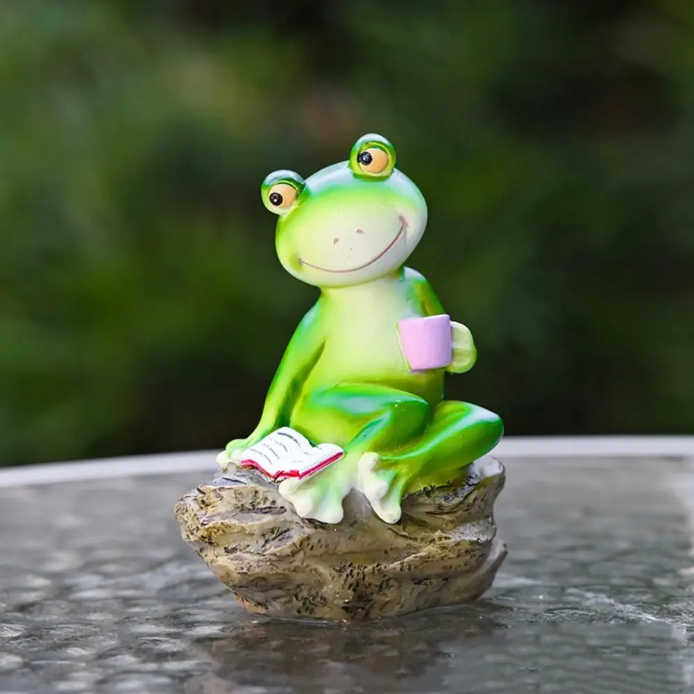 Desktop Ornament Resin Frog Ornament Cartoon Creative Animal Sculpture Waterproof Cute Miniatures Figurine Bonsai