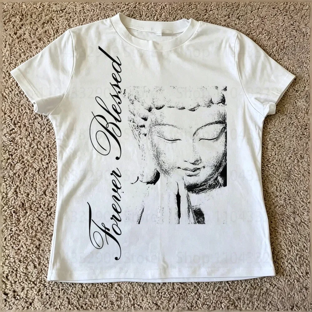 Damenkleidung Y2k-Stil Punk-Druck Sexy Damen-T-Shirts Vintage E-Girl Slim Tees Tops 2000er Sommer Coole Bedruckte T-Shirts Kleidung – Detail 4