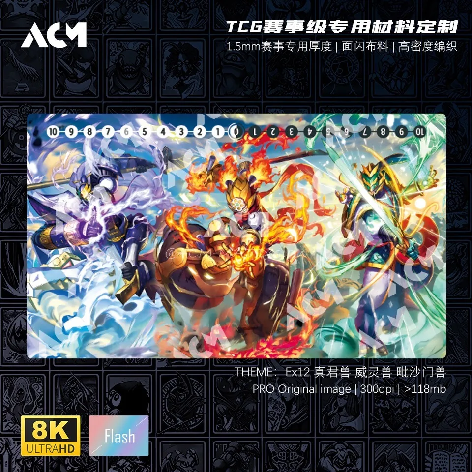 600x350mm Digimon Blast/Nezhamon Surface Flash Playmat TAKUTOUMON 1.5mm Seamless Edge Single Rubber Board Game Card Mat Toy Gift