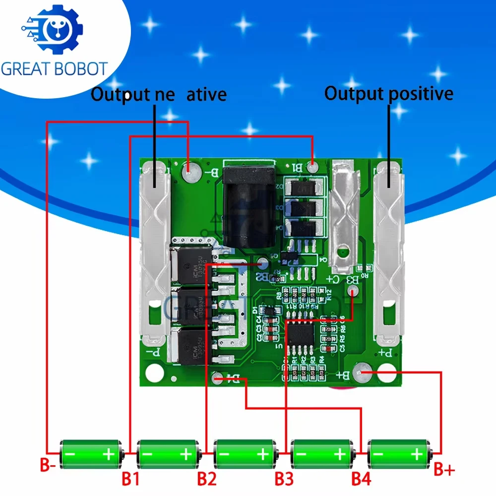 1~10PCS 5S Li-Ion BMS Protection Board  18V-21V 20A Continuous Discharge with Triple MOSFET  Overcharge/Short-Circuit Protection