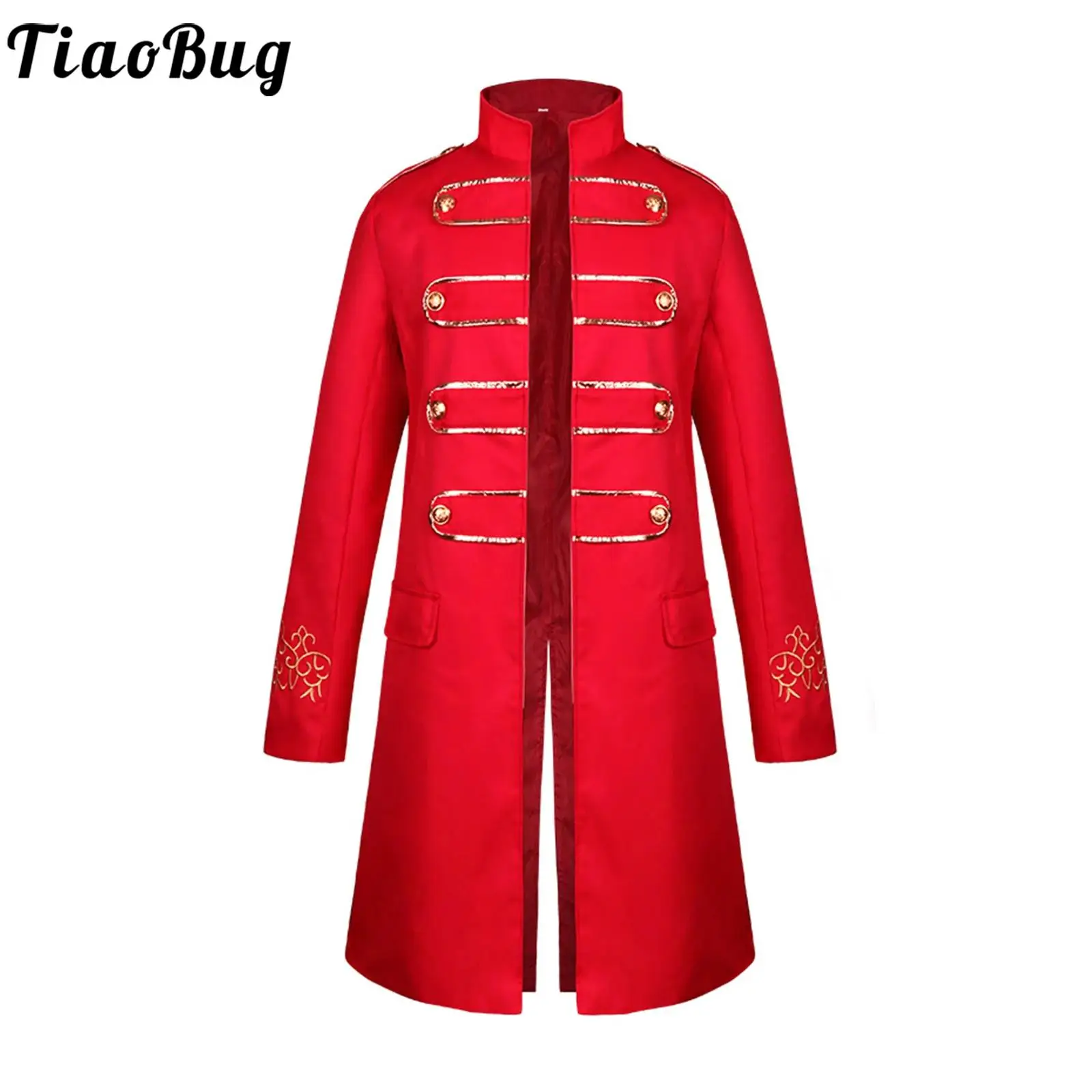 

Men's Medieval Royal Prince Cosplay Uniforms Long Sleeve Gold Trim Tailcoat Jackets for Halloween Party Cosplay Waistcoats