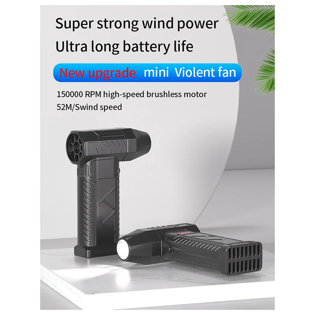 

ABNJ New 52m/S Violent Fan High Speed 150000 RPM Turbofan with High Air Volume Brushless Charging Handheld Outdoor Car Fan