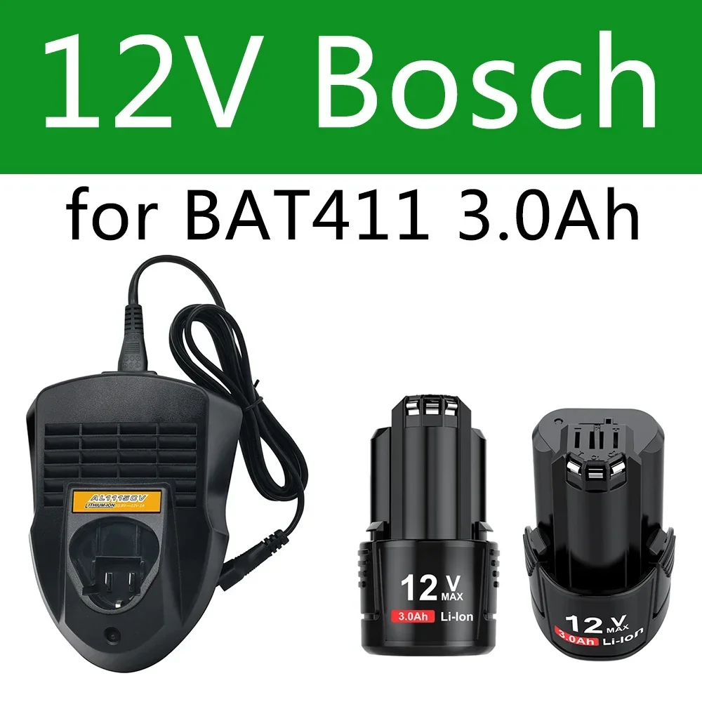 

Сменный аккумулятор Bosch 12 В, 3000 мАч, BAT411, аккумулятор Bosch 12 В для BOSCH BAT412A, BAT413A, Φ 2607336013, 2607336014