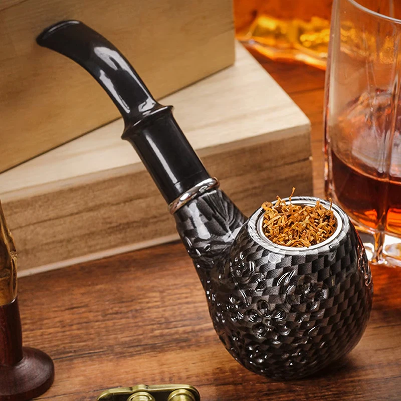 

Resin Woodcarving Engraved Pipe - Men'S Curved Pipe For Smoking Tobacco. Detachable And Washable. A Gift For Men