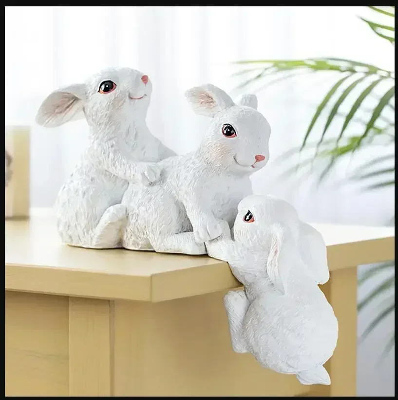 

Nordic Creative Resin Rabbit Decoration Ornaments Crafts Home Livingroom Figurines Adornments Store Cabinet Furnishing Sculpture