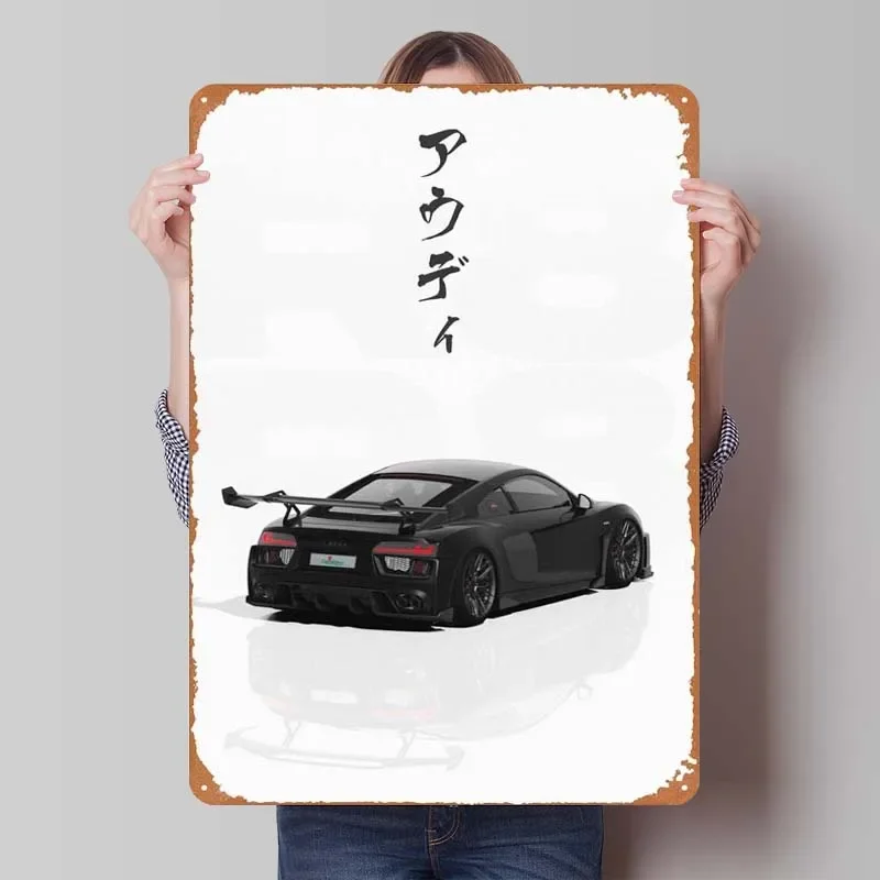 Audi R8 ABT Performance Car Metal Sign Poster Home Decoration Accessories Vintage Tinplate Sign for Garage Wall Art Decoration