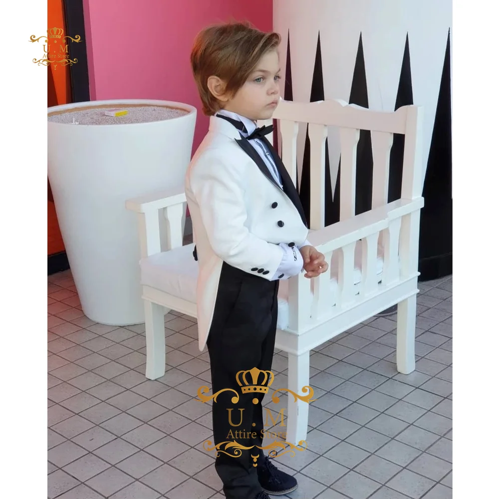 Premium Kids' suit 2-piece set peak lapel double breasted tailcoat pants for boys' formal events wedding cocktail birthday party