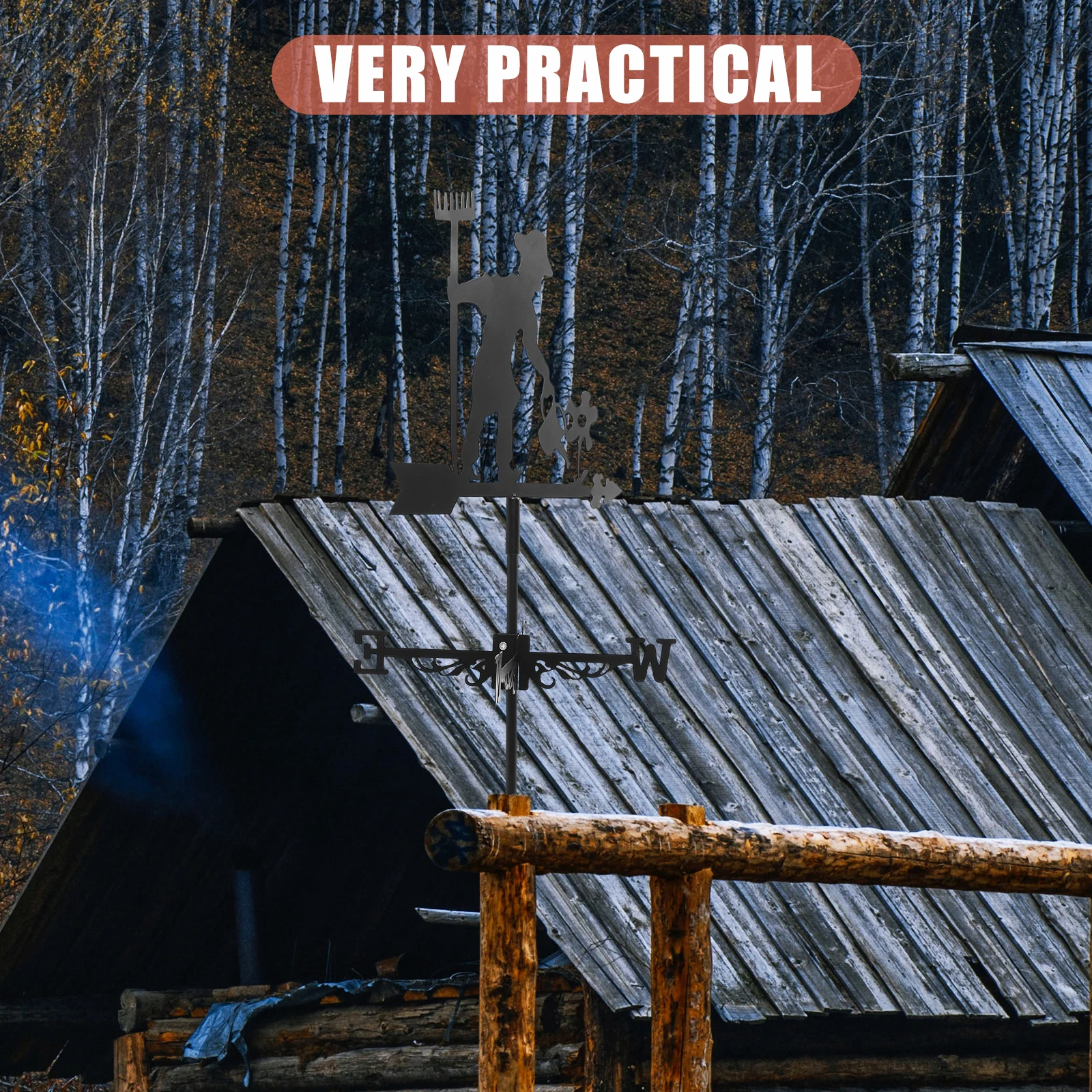 Decorative Iron Weathervane Weather Vane Yard Decor Lawn Garden Outdoor Farm Scene Roof Install Practical Durability Gift Wind