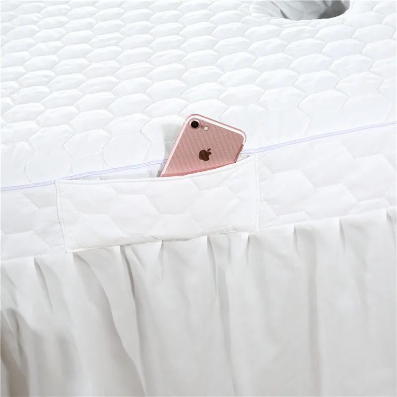 1PC Beauty Salon Bed Skirt Sheet Skin-Friendly SPA Massage Table Bed Cover Solid Color Beauty Flat Bed Sheet with Face Hole