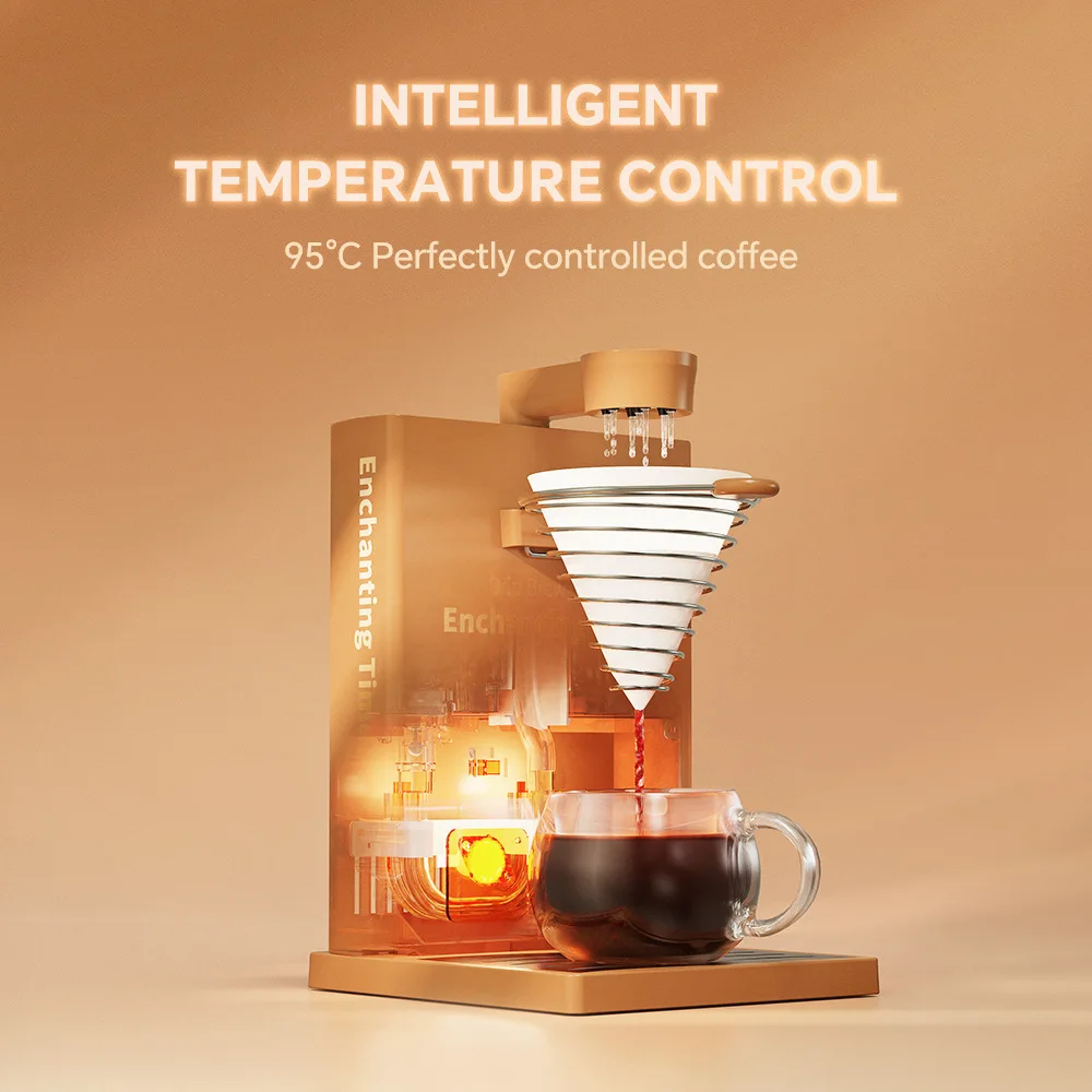 Portable Drip Coffee Maker Electric Pour Over Coffee Machine 300ml Tank Foldable Detachable 7 Holes Book Shaped Coffee Brewer