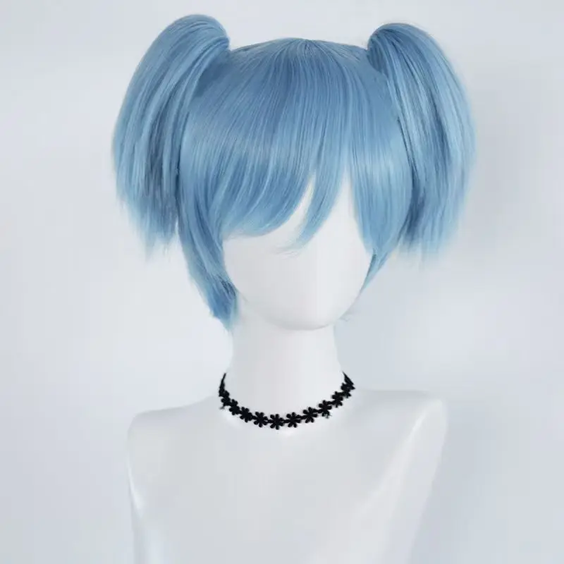 Shiota Nagisa Assassination Classroom Ansatsu Kyoshitsu Wig Blue Wig with Double Ponytails Synthetic Light-blue Hair W5868