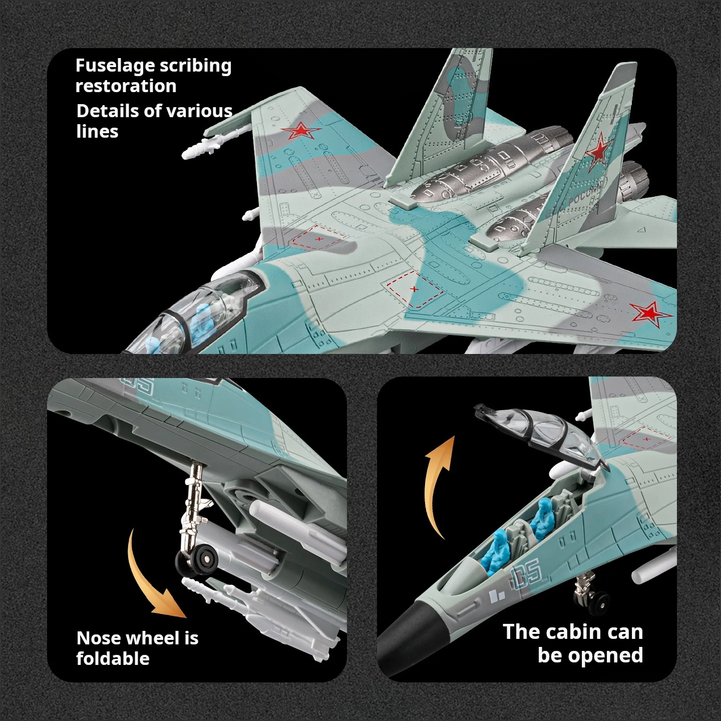 Exquisite Su-35 Aircraft Model Simulation Alloy Aviation Fighter Jet Airplane Gifts Collectible Ornament Desktop Decoration