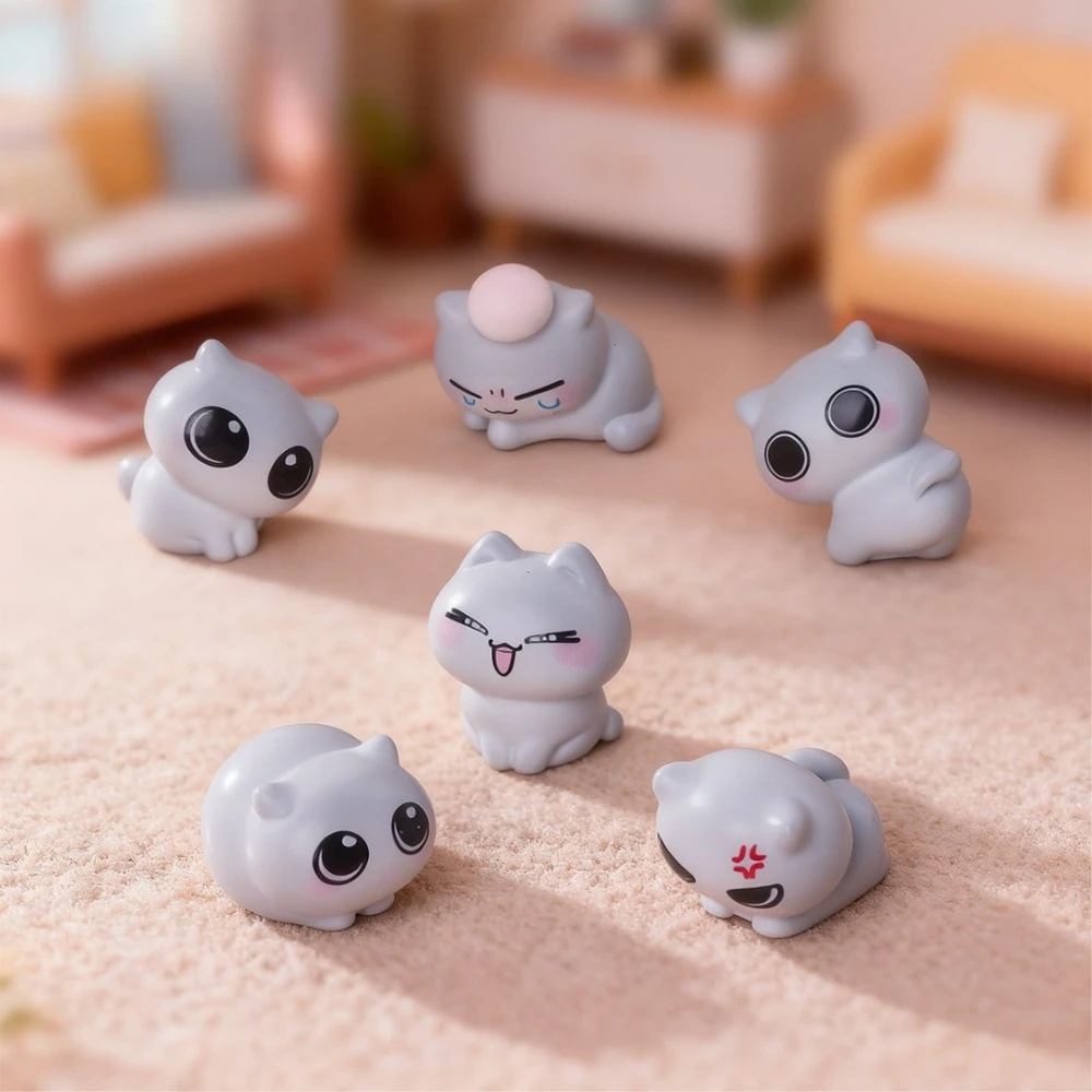 20PCS Random Mixed Resin Cat Figurines Expression Cat Desk Decoration Ornament Mini Figurines Resin Kitten for Dollhouse DIY