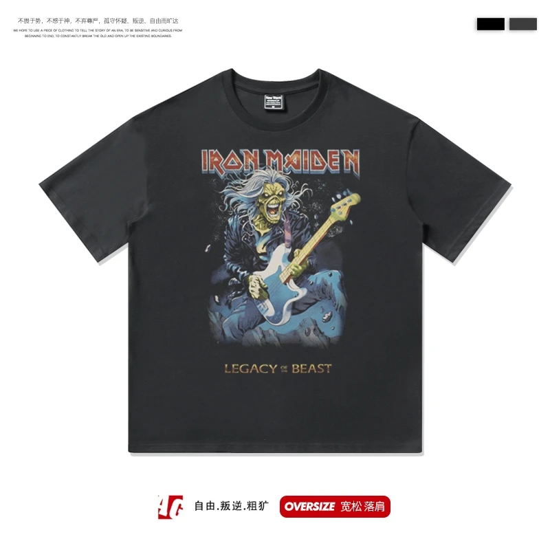 

2025 Europe and The United States High Street American Heavy Metal Rock Short Sleeve T-shirt and Women Bf Half-sleeve Top