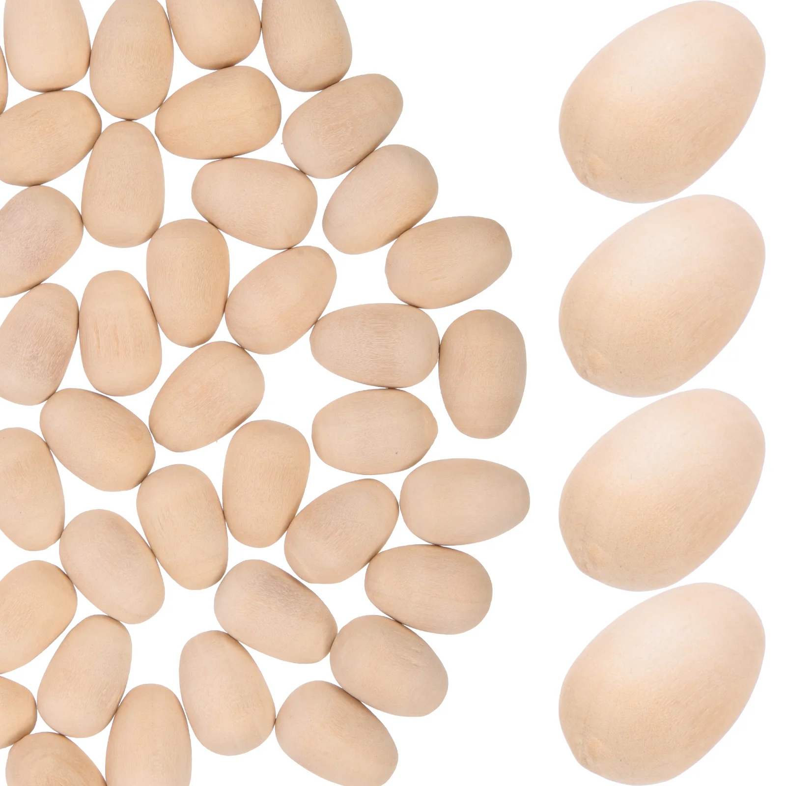 

100 Pcs Wooden Imitation Eggs Craft Decorative Simulation Easter Party Toys Smooth Paintable Reusable Kids Montessori