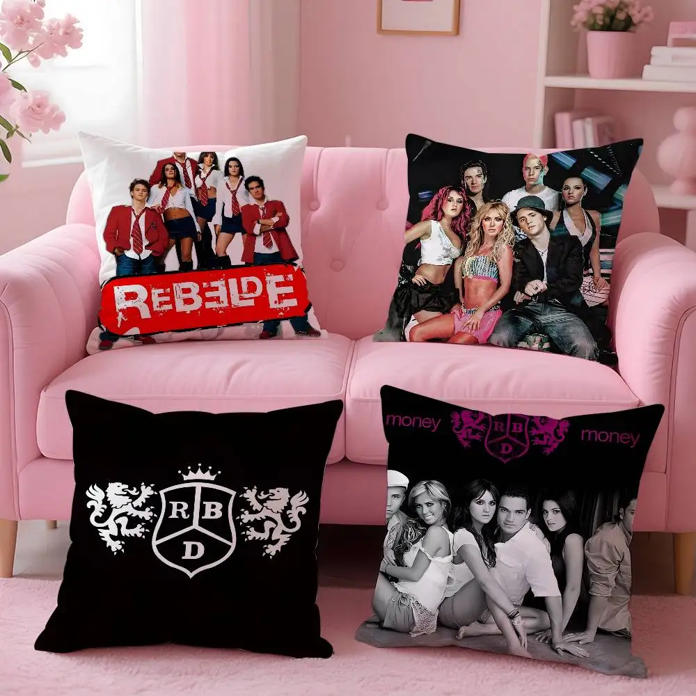 RBD R-rebelde album Pillow Case Anti-dustmite Pillow Invisible zipper silky short plush Sofa cushion cover