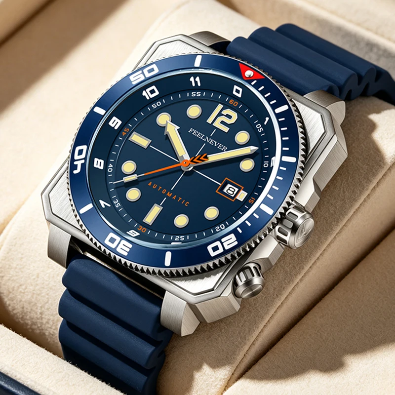 FEELNEVER Nouvelles montres automatiques en saphir pour hommes, montre de plongée tendance pour hommes, montre mécanique pour hommes étanche à 1000 m