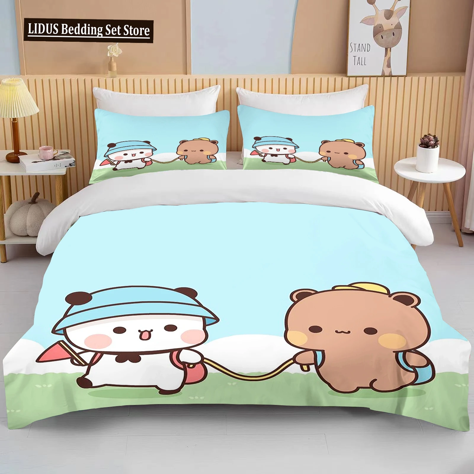 

Bubu Dudu Cartoon Cute Bear Kawaii Christmas Gift King Twin Double Boys Bedding Set Microfiber Or Polyester Duvet Cover Set