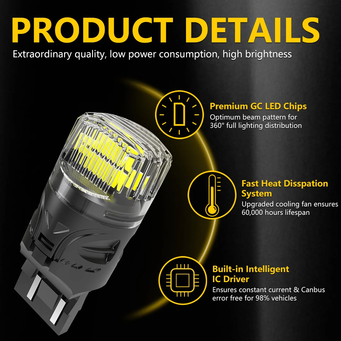 2Pcs T20 7443 LED Canbus Bulbs 7440 W21W WY21W LED Bulb For Toyota Corolla Camry BMW Car Position Reversing Light DRL