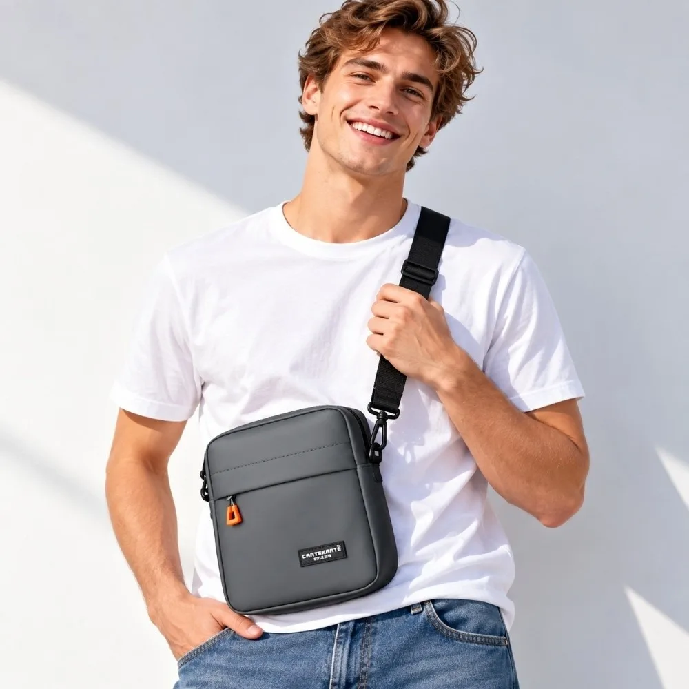 Portable Large Capacity Men Crossbody Bag Lightweight Street Messenger Bag Casual Waterproof Shoulder Bag Outdoor