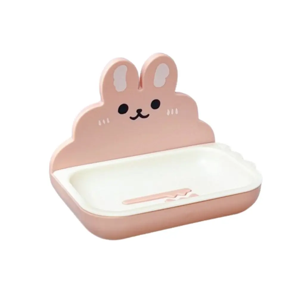 

Cartoon Rabbit Wall Mounted Soap Box with 3D Paster No Drilling Soap Dish Holder Non-punched Waterproof Soap Storage Tray
