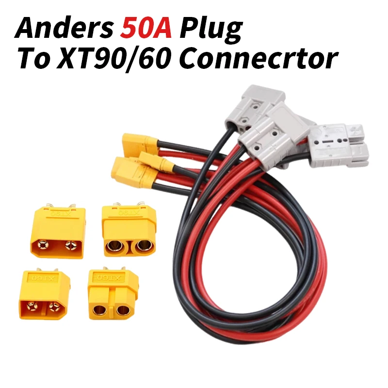 50A Plug to XT60/XT90 Connecrtor Cable High Current XT60 Male Female Electric Vehicle Charging/Discharging Socket Wire