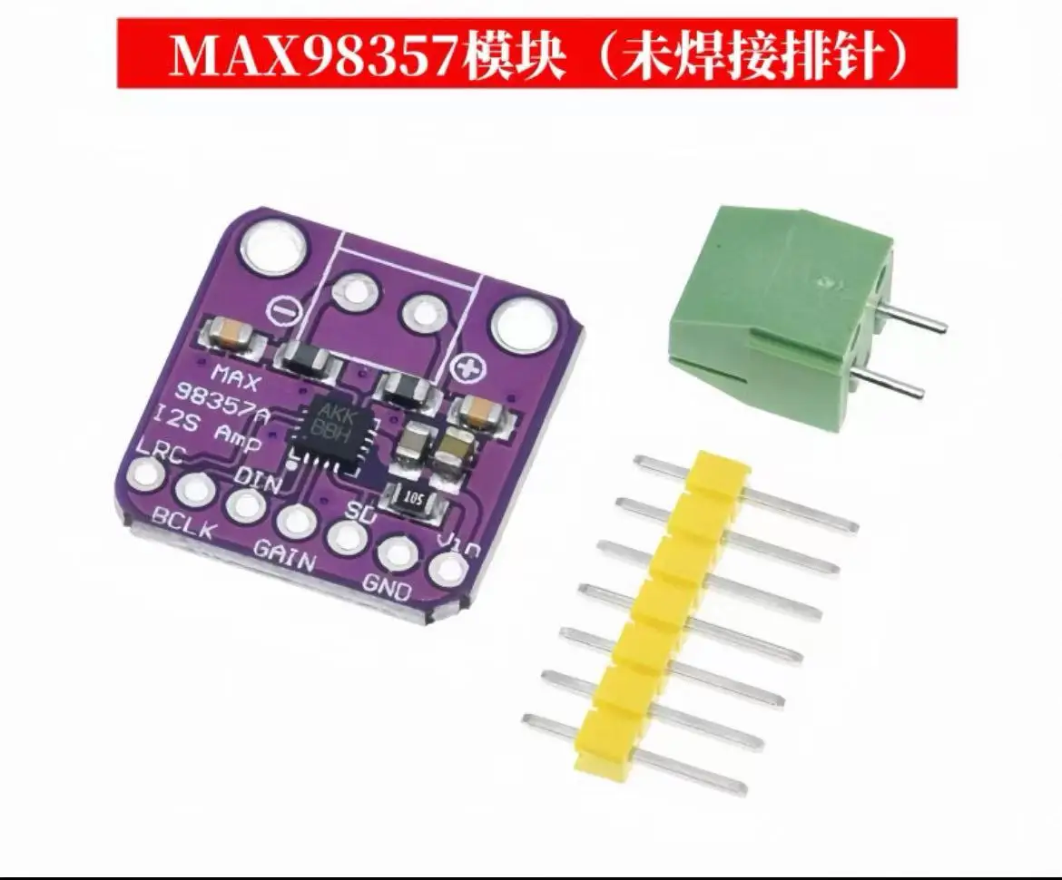 The MAX98357 I2S audio amplifier module is a Class D amplifier without filtering and supports ESP32 Raspberry pi