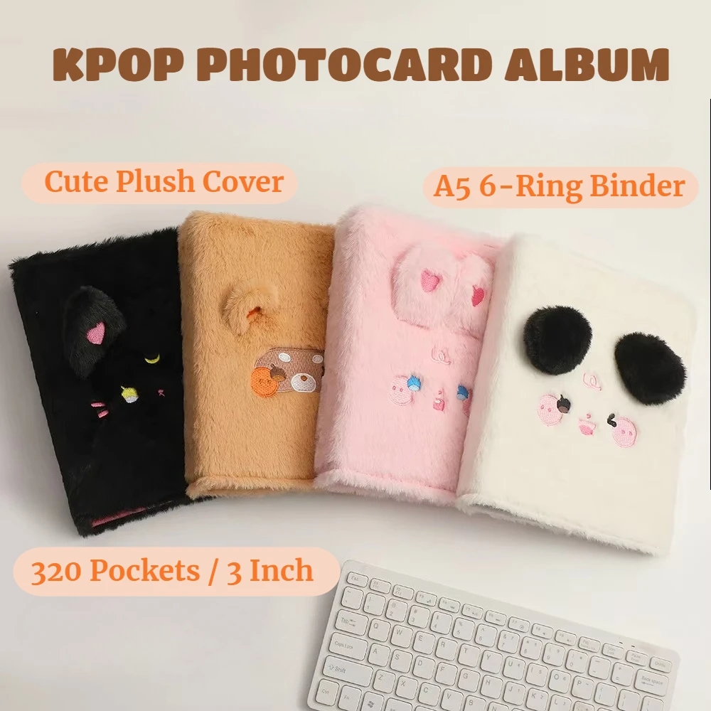 320 Fächer A5 Plüsch-Fotokarten-Ordner-Album 320 Fächer Niedliches Tier-Kpop-Foto-Sammelalbum für Fujifilm Instax Mini Kartenhalter