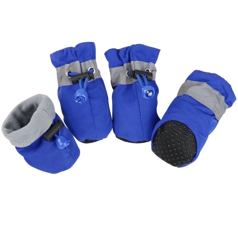 4pcs/set Waterproof Winter Pet Dog Shoes Anti-slip Rain Snow Boots Footwear Thick Warm For Small Cats Puppy Dogs Socks Booties