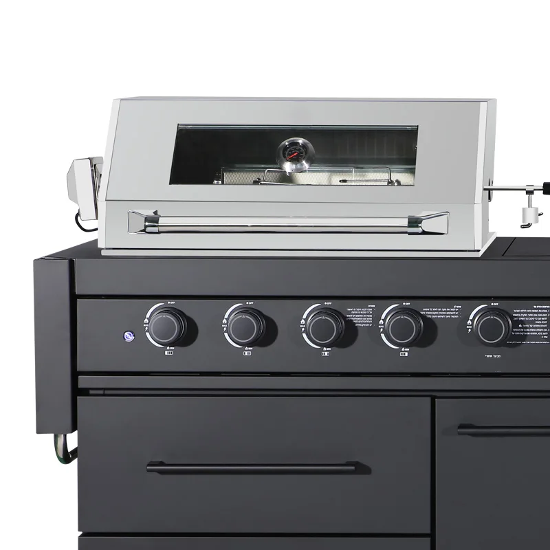 Buiilt in armadietto frigorifero in acciaio inox BBQ Island Griglia a gas Cucina da esterno