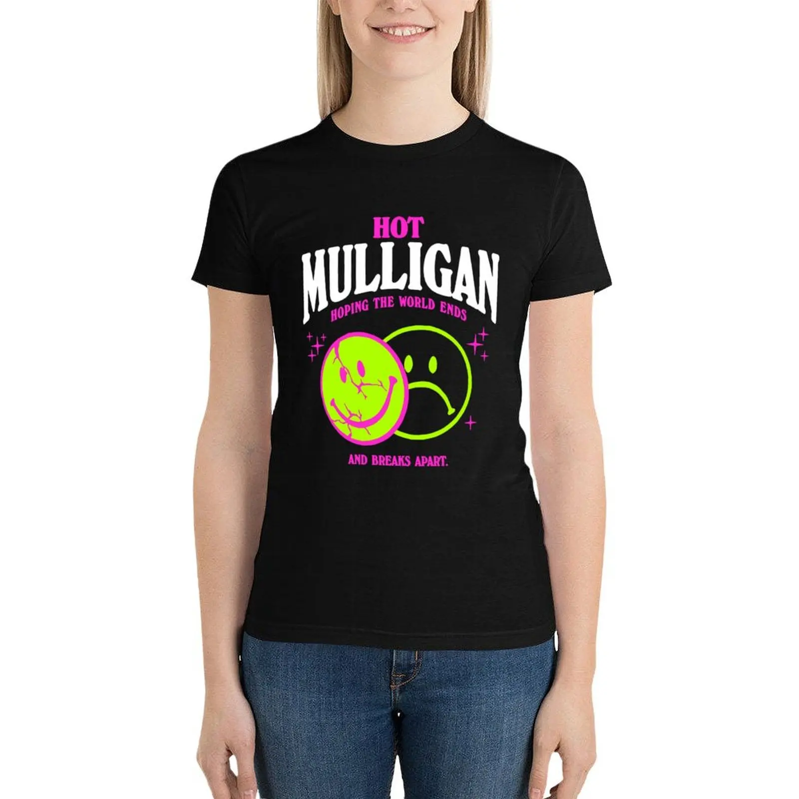 

Hot Mulligan Merch Smile Shirt T-Shirt summer top Short sleeve tee Blouse ariat shirts for Women