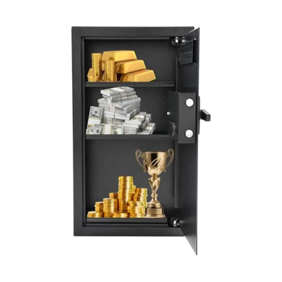

Встраиваемый в стену сейф с электронным замком - настенный сейф для дома и офиса с двойной сигнализацией, защитой от взлома, вводом пароля и ключом для хранения ювелирных изделий