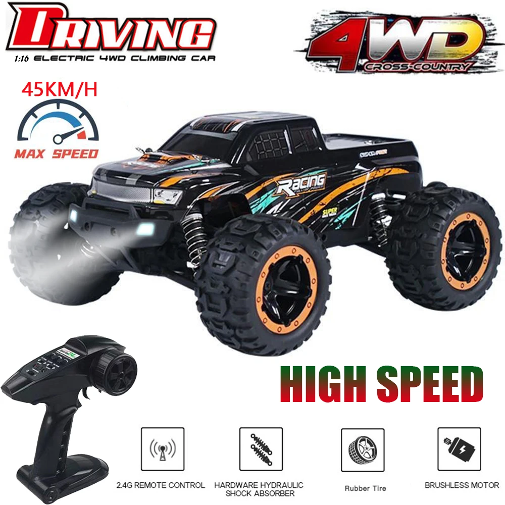 

HBX 16889A 1:16 45KM/H RC Car Brushless 4WD With Led Lights 2.4G Electric High Speed Drift Off-Road Remote Control Trucks Toys