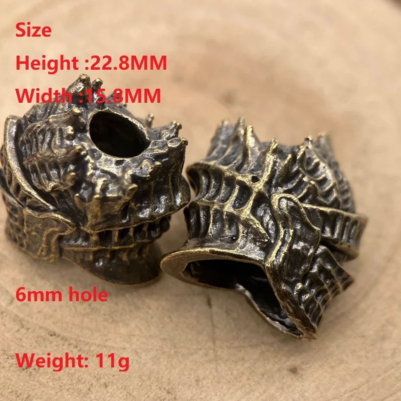 Helmet Brass Knife Beads EDC Outdoor DIY Paracord Accessories Handmade Woven Bracelet Lanyard Pendants Hangings Charms Vintage