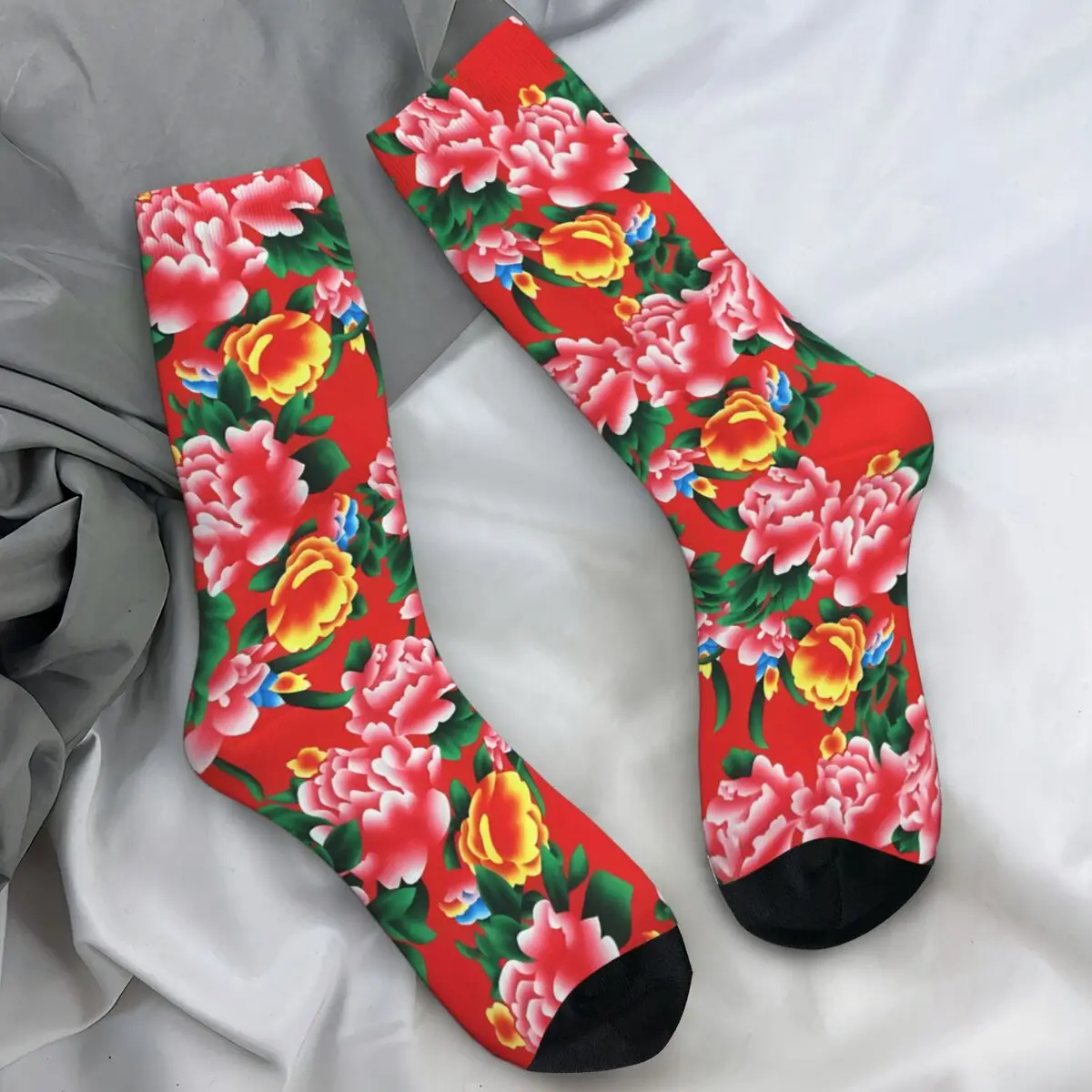 

Botanical Flower Socks Plant Dongbei Novelty Stockings Couple Breathable Outdoor Socks Autumn Printed Anti Slip Socks