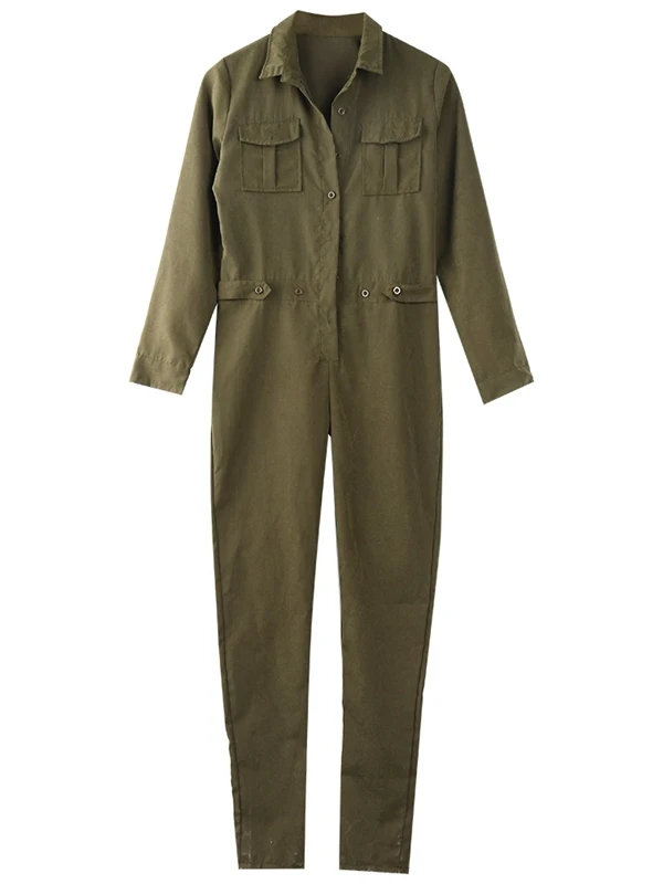 Slim Fit Long Sve Jump Suit met opstaande kraag Street Sle Casual broek voor dames Normale dunne herfstcollectie