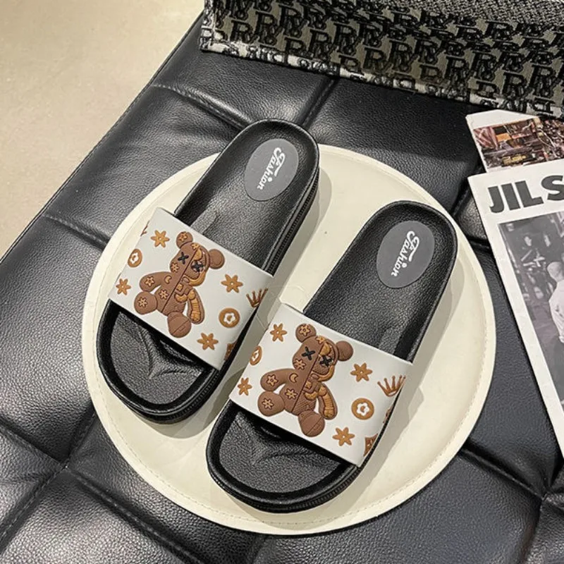 Slippers for Women Cute Indoor House Smiley Face Home Slipper Sandals Woman Comfortable Teddy Bear Beach Summer 2024