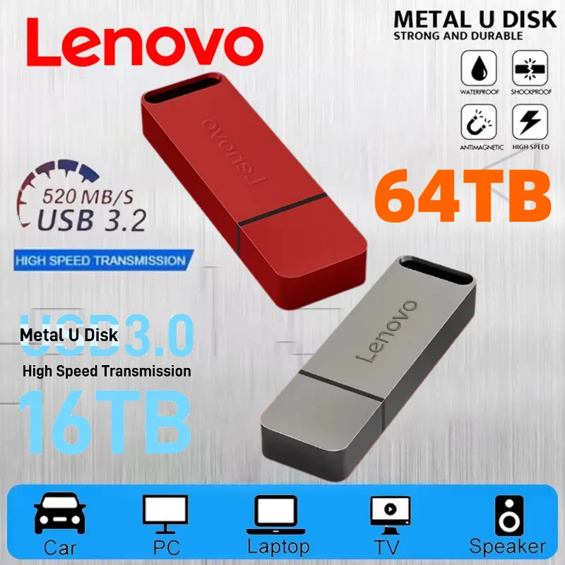 

Lenovo 64 ТБ USB 3.0 Pen Drive 2 ТБ 1 ТБ Высокоскоростной переносной U-диск 512 ГБ Металлический флэш-накопитель USB-накопитель 128 ГБ Memoria USB Stick
